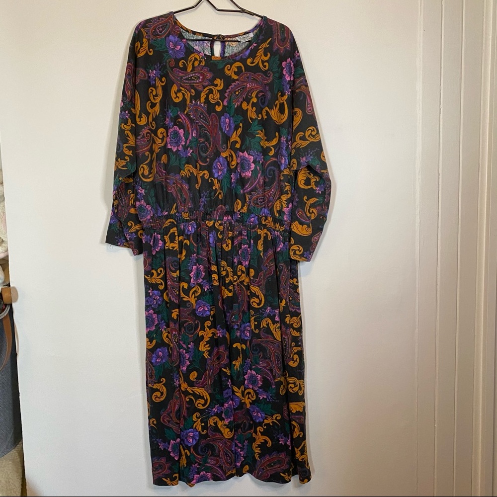 ✨fashion formulas long sleeve multicolor print dress✨